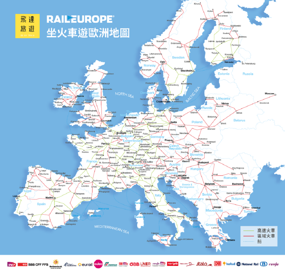 坐火車遊歐洲地圖