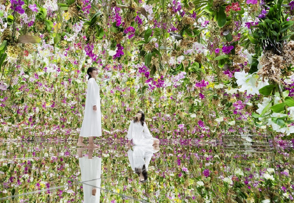 漂浮的花園 ── 花朵與我同根同源，花園與我合為一體2015, Interactive Kinetic Installation, Endless, Sound Hideaki Takahashi© teamLab