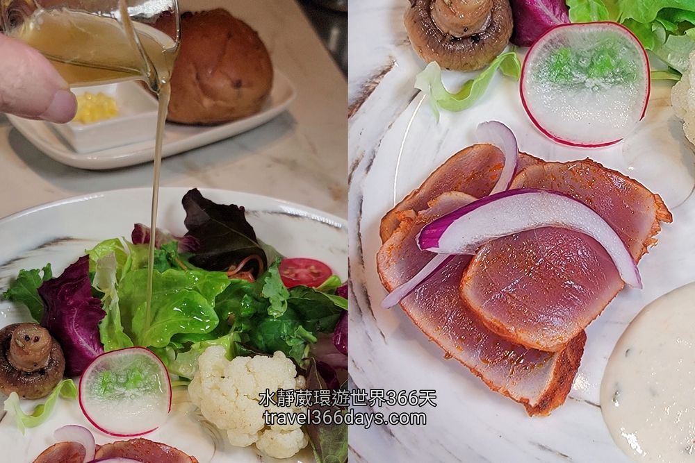 【墨賞新鐵板料理-古亭店】海陸雙主菜套餐沙拉煙燻鮪魚沙拉