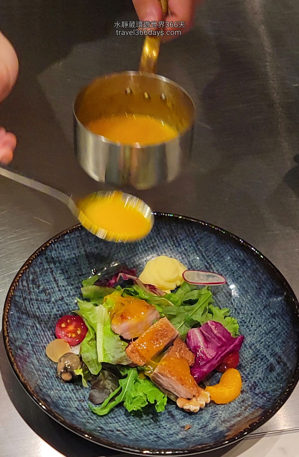 【墨賞新鐵板料理-古亭店】海陸雙主菜套餐沙拉橙香油封鴨腿沙拉