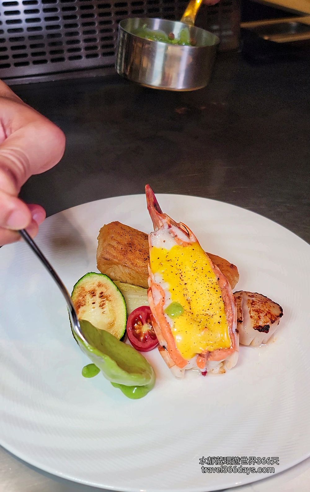 主餐(海鮮)三重奏海陸套餐 時旬野生海魚、起士焗野生花尾蝦+北海道干貝