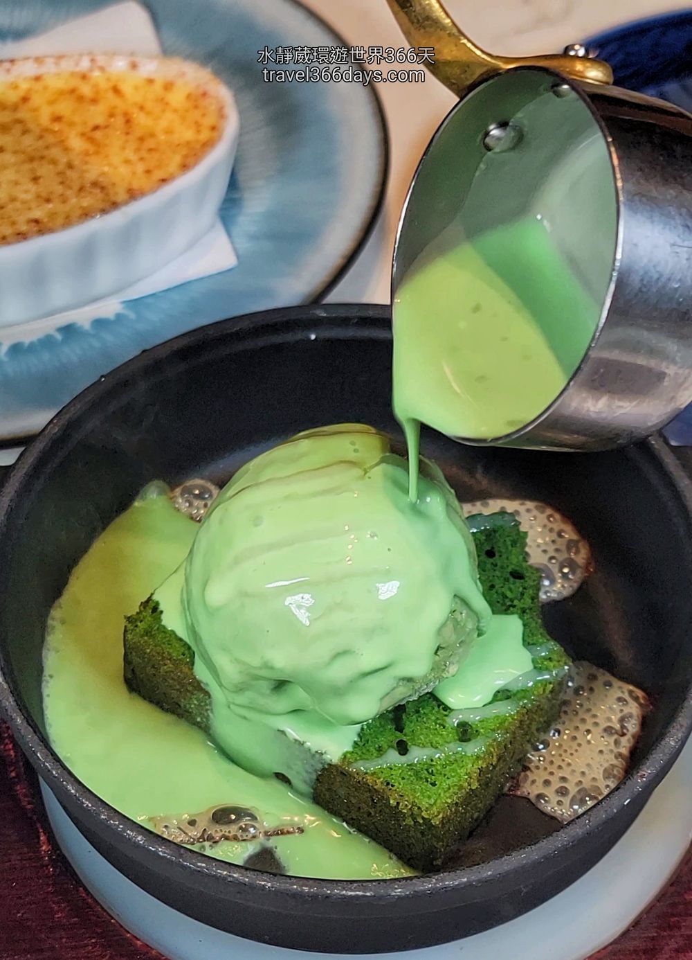 【墨賞新鐵板料理-古亭店】海陸雙主菜套餐甜點抹茶熱蛋糕佐冰淇淋